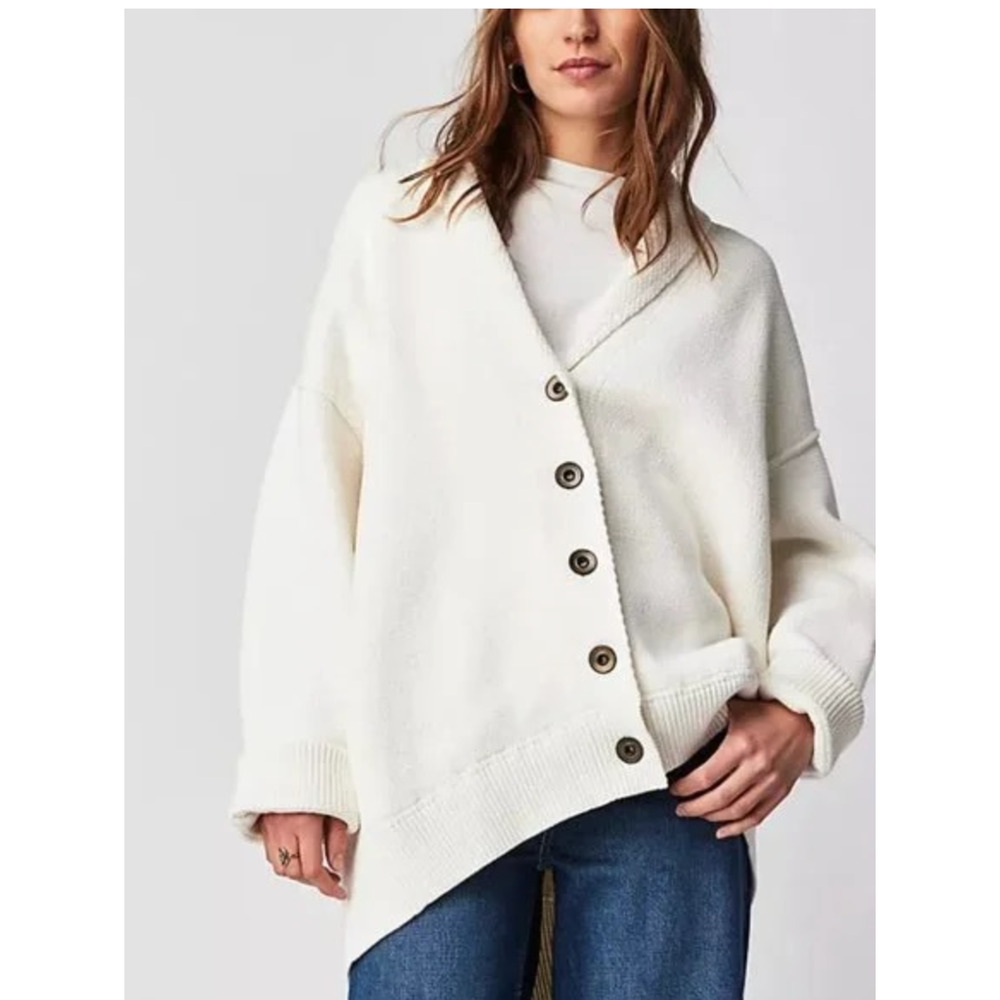 NEW FREE PEOPLE IVORY CHAMOMILE CARDI CARDIGAN SWEATER SZ S
